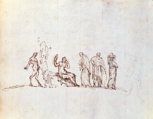 शास्त्रीय आंकड़े के पांच रेखाचित्र (कागज पर स्याही) द्वारा जियोवन्ती बतिस्ता बसिरी